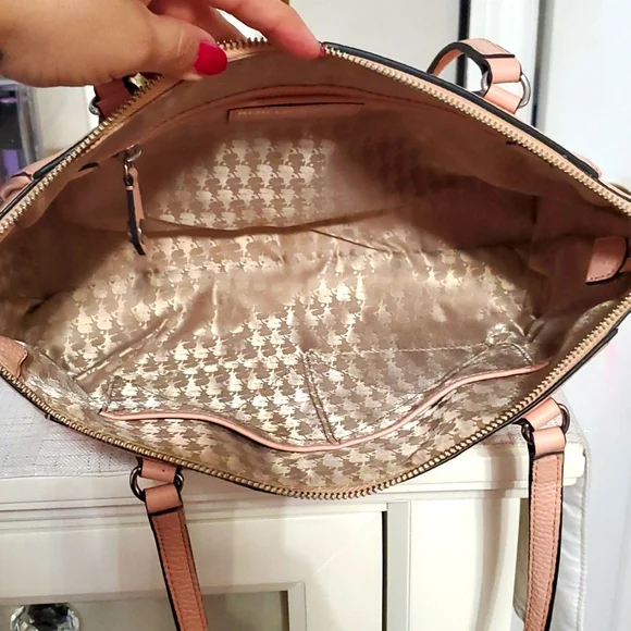 KARL LAGERFELD PINK PEBBLE LEATHER SATCHEL BAG - Picture 13 of 17